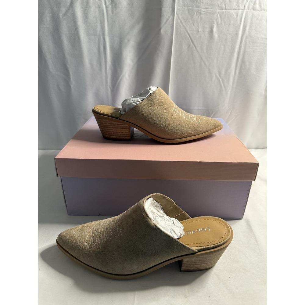 Lisa Vicky Skip-V Tan Mule Pointed Toe Women's 7M NEW Box Damaged